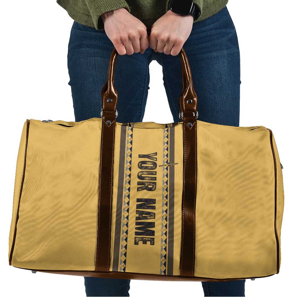 Custom Retro Bowling Travel Bag with Diamond Stripe Pattern North Bowl Logo - Wonder Print Shop