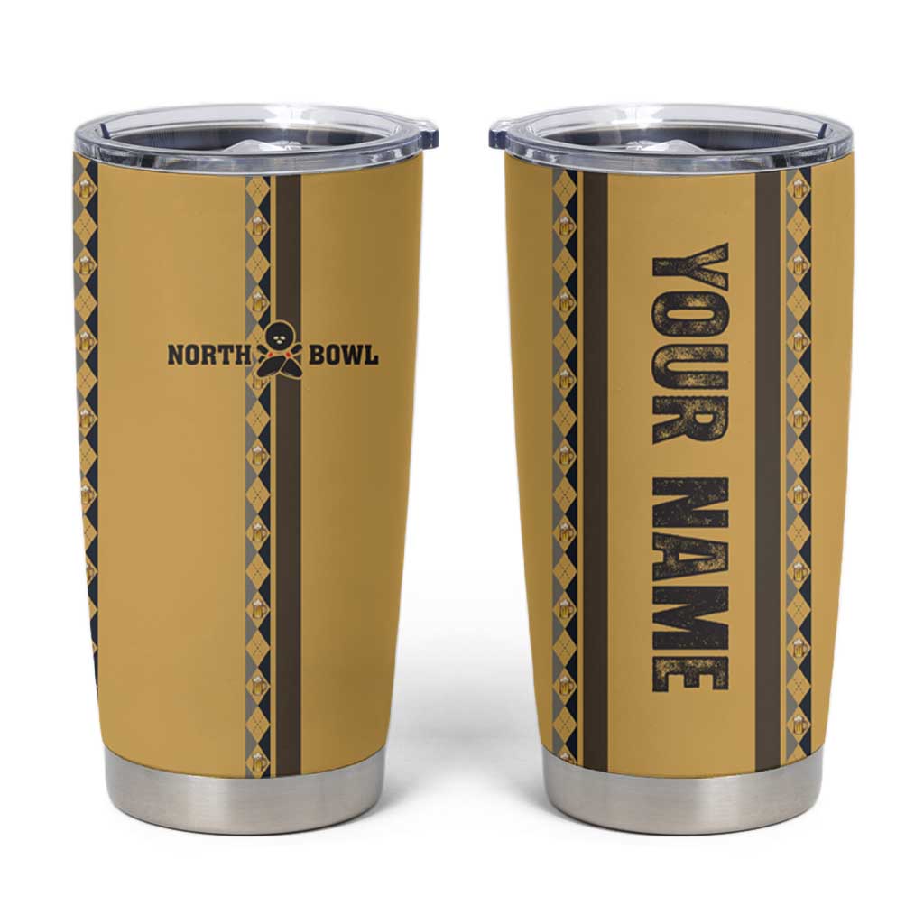 Custom Retro Bowling Tumbler Cup with Diamond Stripe Pattern North Bowl Logo - Wonder Print Shop