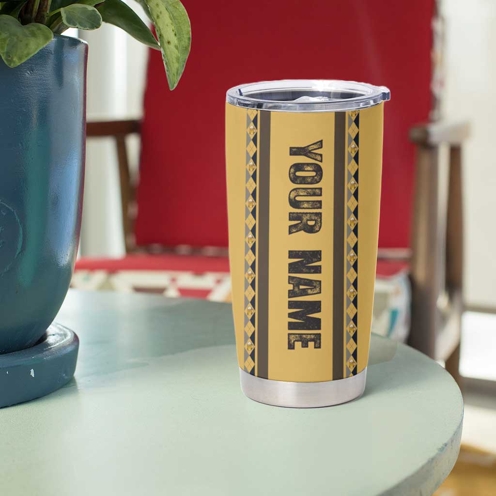 Custom Retro Bowling Tumbler Cup with Diamond Stripe Pattern North Bowl Logo - Wonder Print Shop