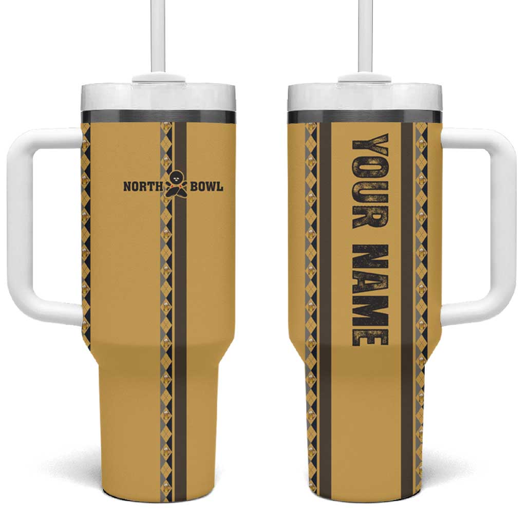 Custom Retro Bowling Tumbler With Handle with Diamond Stripe Pattern North Bowl Logo - Wonder Print Shop