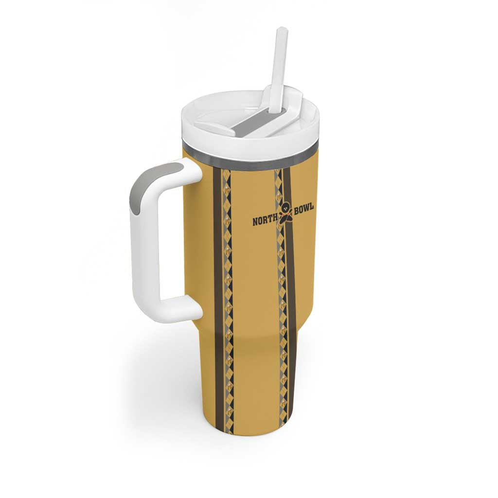 Custom Retro Bowling Tumbler With Handle with Diamond Stripe Pattern North Bowl Logo - Wonder Print Shop
