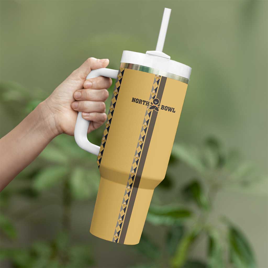 Custom Retro Bowling Tumbler With Handle with Diamond Stripe Pattern North Bowl Logo - Wonder Print Shop