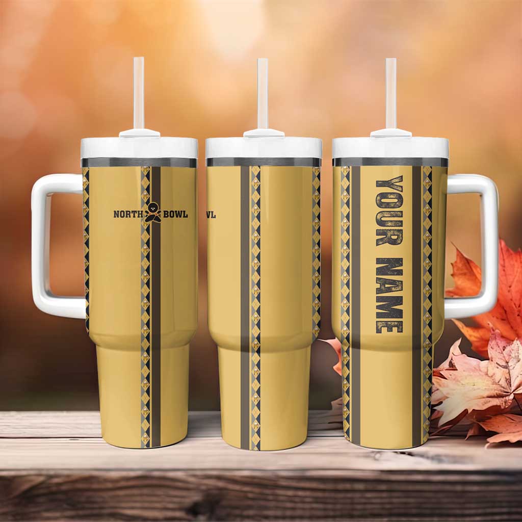 Custom Retro Bowling Tumbler With Handle with Diamond Stripe Pattern North Bowl Logo - Wonder Print Shop