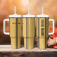 Custom Retro Bowling Tumbler With Handle with Diamond Stripe Pattern North Bowl Logo - Wonder Print Shop
