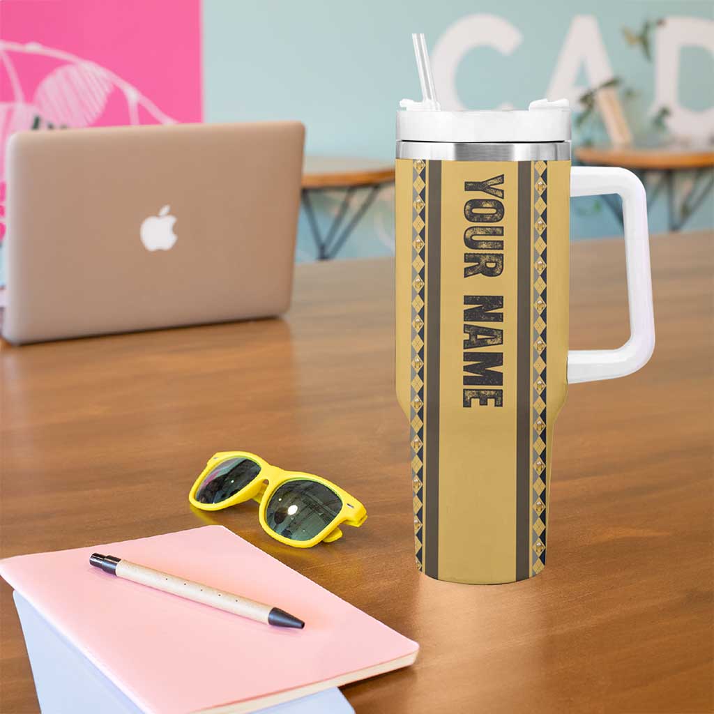 Custom Retro Bowling Tumbler With Handle with Diamond Stripe Pattern North Bowl Logo - Wonder Print Shop