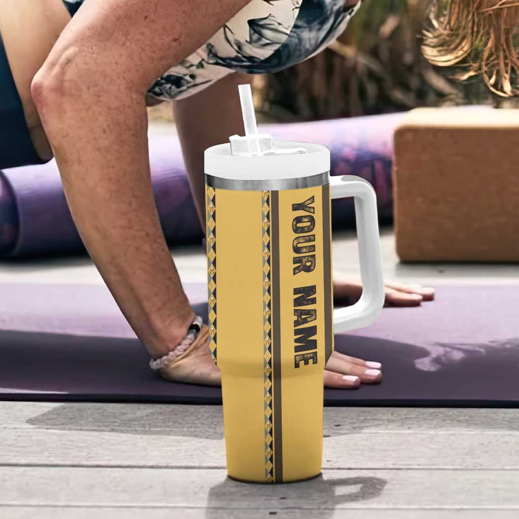 Custom Retro Bowling Tumbler With Handle with Diamond Stripe Pattern North Bowl Logo - Wonder Print Shop