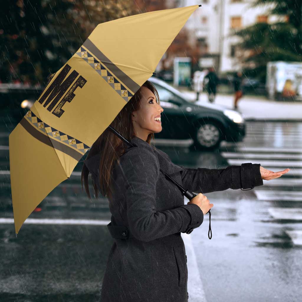 Custom Retro Bowling Umbrella with Diamond Stripe Pattern North Bowl Logo - Wonder Print Shop