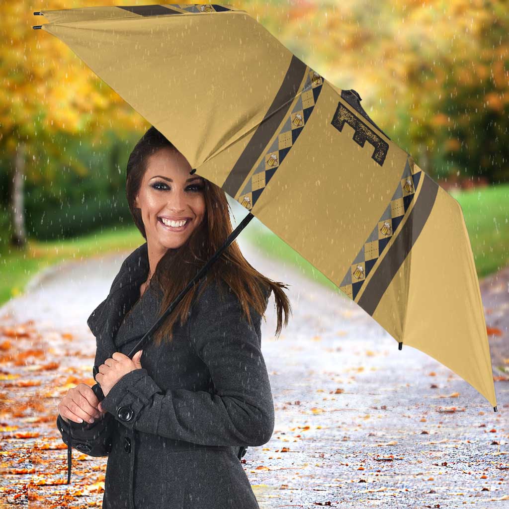 Custom Retro Bowling Umbrella with Diamond Stripe Pattern North Bowl Logo - Wonder Print Shop