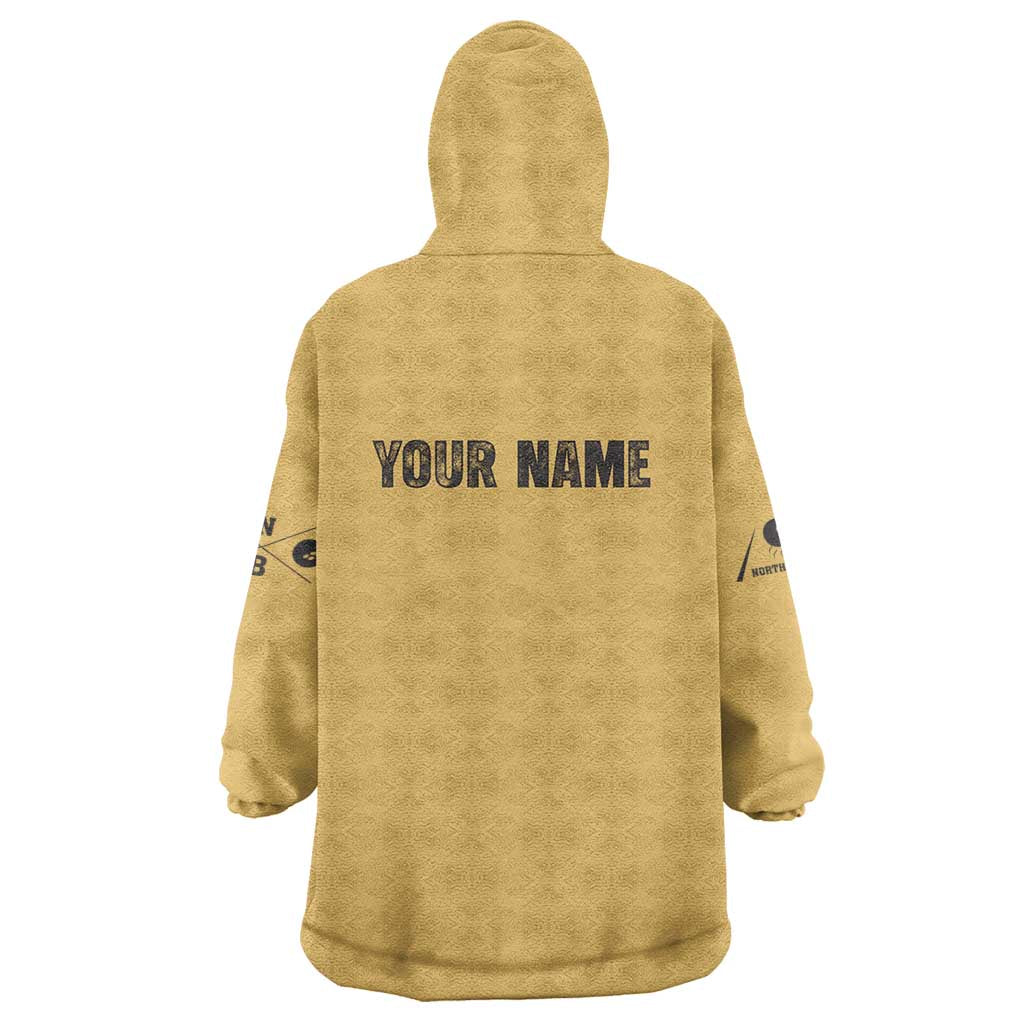 Custom Retro Bowling Wearable Blanket Hoodie with Diamond Stripe Pattern North Bowl Logo - Wonder Print Shop