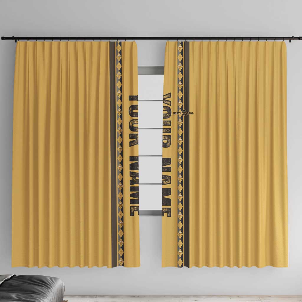 Custom Retro Bowling Window Curtain with Diamond Stripe Pattern North Bowl Logo - Wonder Print Shop