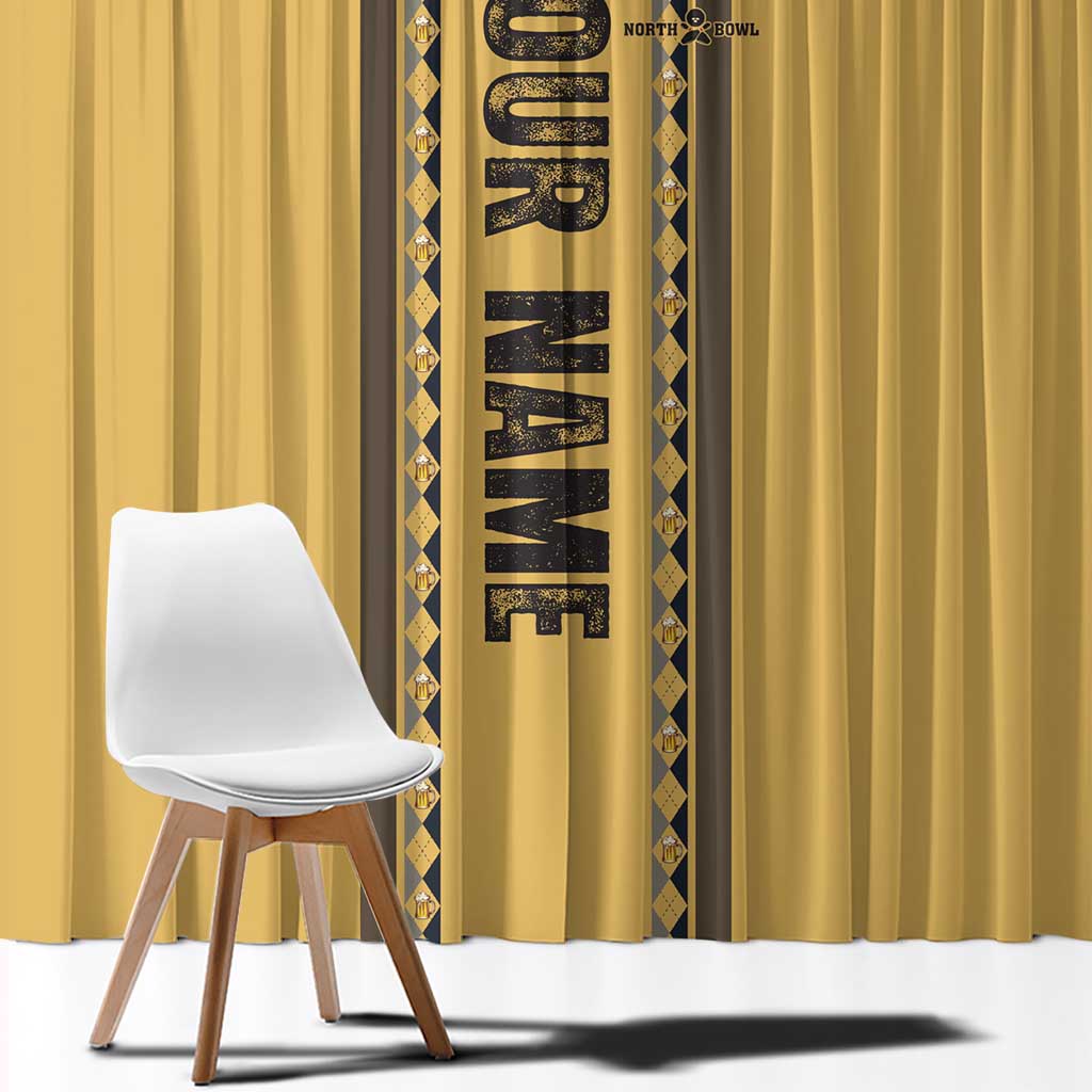Custom Retro Bowling Window Curtain with Diamond Stripe Pattern North Bowl Logo - Wonder Print Shop