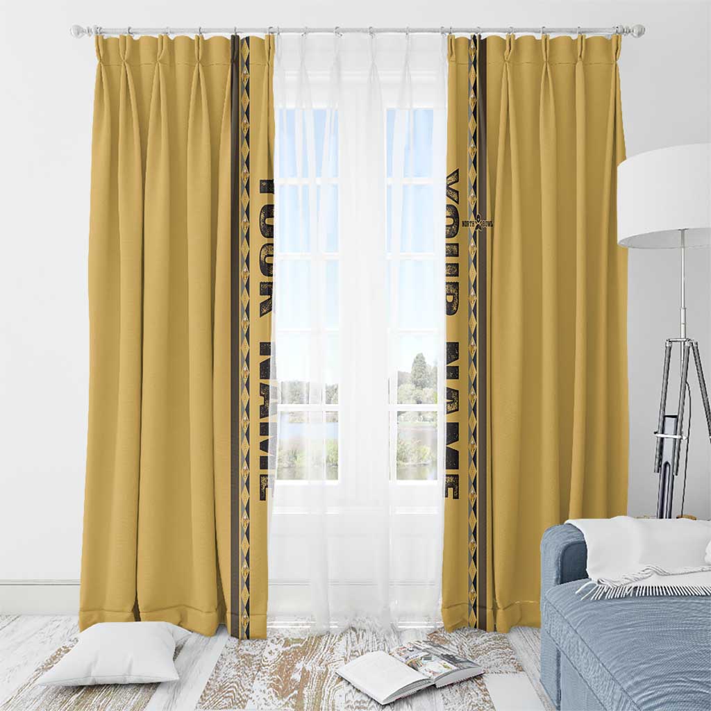 Custom Retro Bowling Window Curtain with Diamond Stripe Pattern North Bowl Logo - Wonder Print Shop