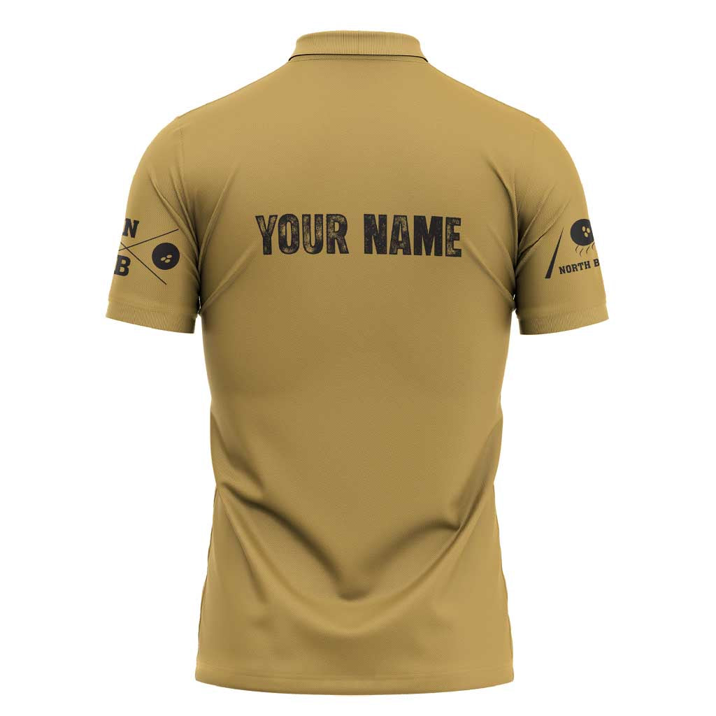 Custom Retro Bowling Zipper Polo Shirt with Diamond Stripe Pattern North Bowl Logo - Wonder Print Shop