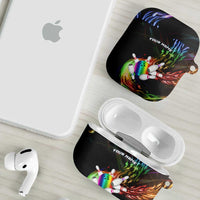 Custom Bowling Quarter Rainbow fFame Bowling Ball AirPods Case with Colorful Flaming Strike Design Rainbow Ball - Wonder Print Shop
