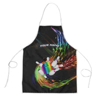 Custom Bowling Quarter Rainbow fFame Bowling Ball Apron with Colorful Flaming Strike Design Rainbow Ball - Wonder Print Shop