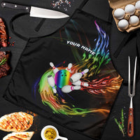 Custom Bowling Quarter Rainbow fFame Bowling Ball Apron with Colorful Flaming Strike Design Rainbow Ball - Wonder Print Shop