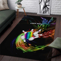 Custom Bowling Quarter Rainbow fFame Bowling Ball Area Rug with Colorful Flaming Strike Design Rainbow Ball - Wonder Print Shop