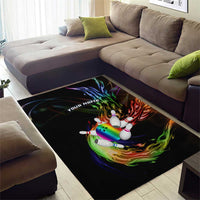 Custom Bowling Quarter Rainbow fFame Bowling Ball Area Rug with Colorful Flaming Strike Design Rainbow Ball - Wonder Print Shop
