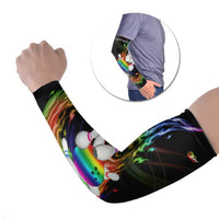 Custom Bowling Quarter Rainbow fFame Bowling Ball Arm Sleeves with Colorful Flaming Strike Design Rainbow Ball - Wonder Print Shop