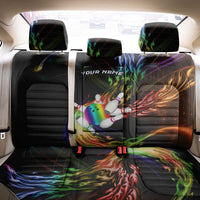 Custom Bowling Quarter Rainbow fFame Bowling Ball Back Car Seat Cover with Colorful Flaming Strike Design Rainbow Ball - Wonder Print Shop