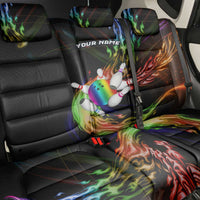 Custom Bowling Quarter Rainbow fFame Bowling Ball Back Car Seat Cover with Colorful Flaming Strike Design Rainbow Ball - Wonder Print Shop