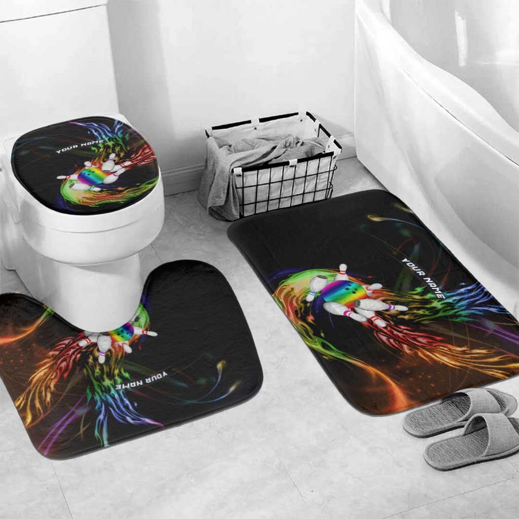 Custom Bowling Quarter Rainbow fFame Bowling Ball Bathroom Set with Colorful Flaming Strike Design Rainbow Ball - Wonder Print Shop