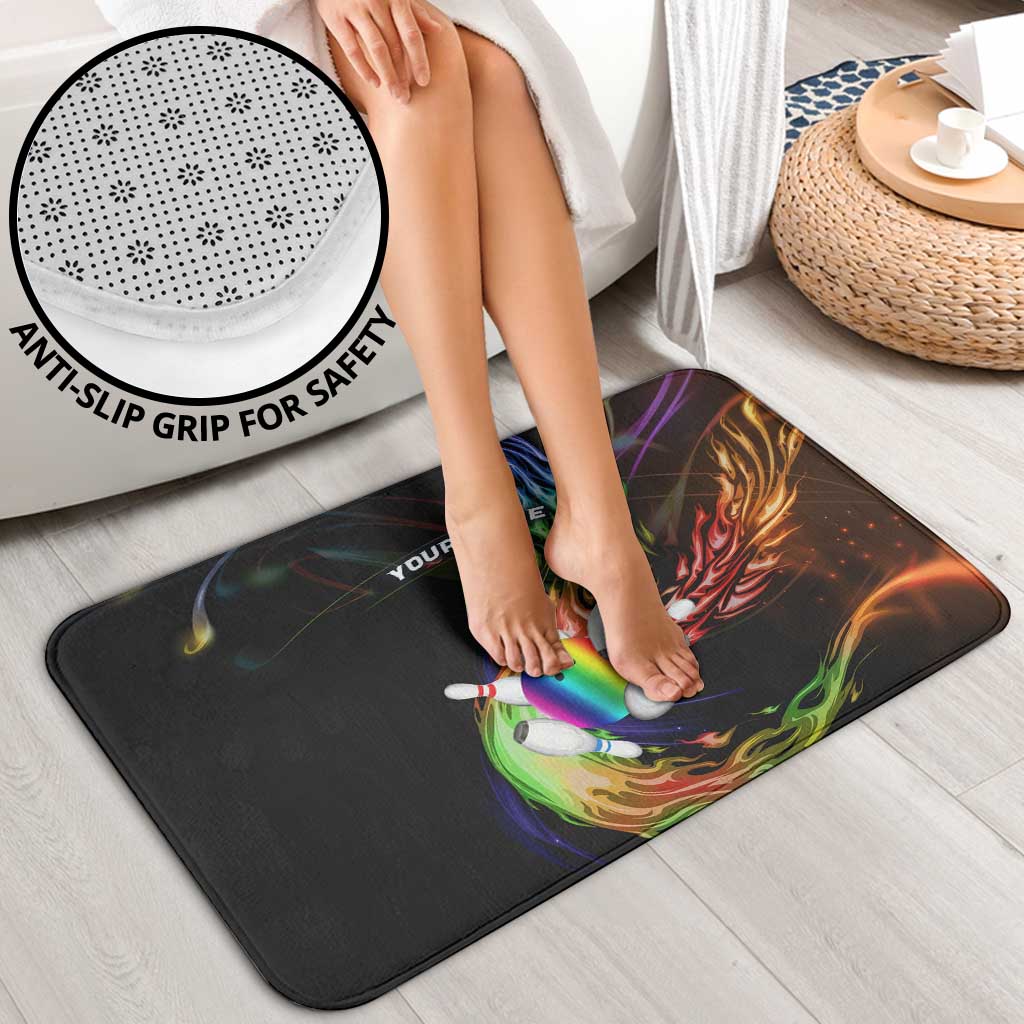 Custom Bowling Quarter Rainbow fFame Bowling Ball Bathroom Set with Colorful Flaming Strike Design Rainbow Ball - Wonder Print Shop