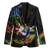 Custom Bowling Quarter Rainbow fFame Bowling Ball Blazer with Colorful Flaming Strike Design Rainbow Ball - Wonder Print Shop