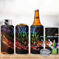 Custom Bowling Quarter Rainbow fFame Bowling Ball 4 in 1 Can Cooler Tumbler with Colorful Flaming Strike Design Rainbow Ball - Wonder Print Shop
