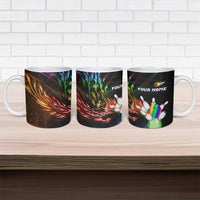 Custom Bowling Quarter Rainbow fFame Bowling Ball Ceramic Mug with Colorful Flaming Strike Design Rainbow Ball - Wonder Print Shop