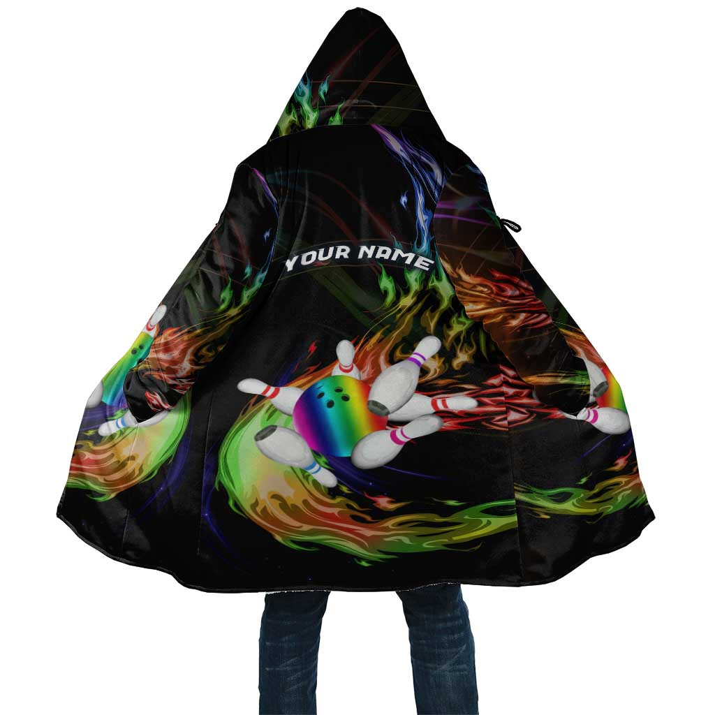 Custom Bowling Quarter Rainbow fFame Bowling Ball Cloak with Colorful Flaming Strike Design Rainbow Ball - Wonder Print Shop