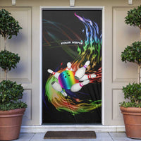 Custom Bowling Quarter Rainbow fFame Bowling Ball Door Cover with Colorful Flaming Strike Design Rainbow Ball - Wonder Print Shop