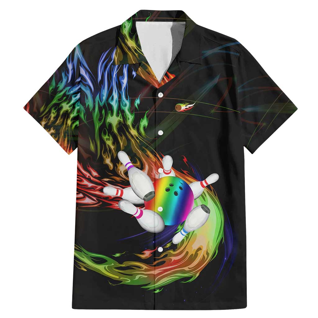 Custom Bowling Quarter Rainbow fFame Bowling Ball Family Matching Mermaid Dress and Hawaiian Shirt with Colorful Flaming Strike Design Rainbow Ball - Wonder Print Shop