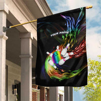 Custom Bowling Quarter Rainbow fFame Bowling Ball Garden Flag with Colorful Flaming Strike Design Rainbow Ball - Wonder Print Shop