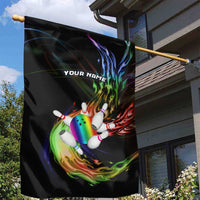Custom Bowling Quarter Rainbow fFame Bowling Ball Garden Flag with Colorful Flaming Strike Design Rainbow Ball - Wonder Print Shop