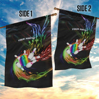 Custom Bowling Quarter Rainbow fFame Bowling Ball Garden Flag with Colorful Flaming Strike Design Rainbow Ball - Wonder Print Shop