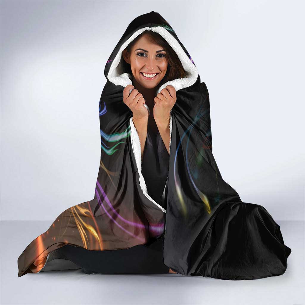 Custom Bowling Quarter Rainbow fFame Bowling Ball Hooded Blanket with Colorful Flaming Strike Design Rainbow Ball - Wonder Print Shop