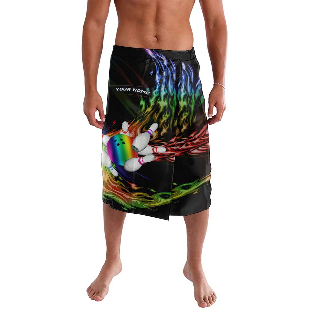 Custom Bowling Quarter Rainbow fFame Bowling Ball Lavalava with Colorful Flaming Strike Design Rainbow Ball - Wonder Print Shop