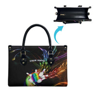 Custom Bowling Quarter Rainbow fFame Bowling Ball Leather Bag with Colorful Flaming Strike Design Rainbow Ball - Wonder Print Shop