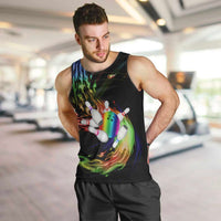 Custom Bowling Quarter Rainbow fFame Bowling Ball Men Tank Top with Colorful Flaming Strike Design Rainbow Ball - Wonder Print Shop