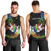 Custom Bowling Quarter Rainbow fFame Bowling Ball Men Tank Top with Colorful Flaming Strike Design Rainbow Ball - Wonder Print Shop
