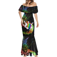 Custom Bowling Quarter Rainbow fFame Bowling Ball Mermaid Dress with Colorful Flaming Strike Design Rainbow Ball - Wonder Print Shop