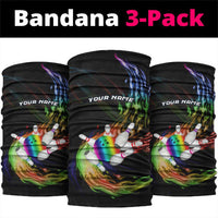 Custom Bowling Quarter Rainbow fFame Bowling Ball Neck Gaiter with Colorful Flaming Strike Design Rainbow Ball - Wonder Print Shop