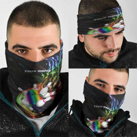 Custom Bowling Quarter Rainbow fFame Bowling Ball Neck Gaiter with Colorful Flaming Strike Design Rainbow Ball - Wonder Print Shop