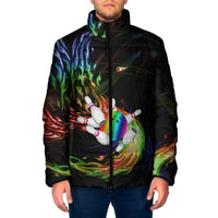 Custom Bowling Quarter Rainbow fFame Bowling Ball Padded Jacket with Colorful Flaming Strike Design Rainbow Ball - Wonder Print Shop