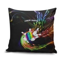Custom Bowling Quarter Rainbow fFame Bowling Ball Pillow Cover with Colorful Flaming Strike Design Rainbow Ball - Wonder Print Shop