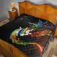 Custom Bowling Quarter Rainbow fFame Bowling Ball Quilt with Colorful Flaming Strike Design Rainbow Ball - Wonder Print Shop