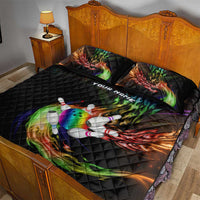 Custom Bowling Quarter Rainbow fFame Bowling Ball Quilt Bed Set with Colorful Flaming Strike Design Rainbow Ball - Wonder Print Shop