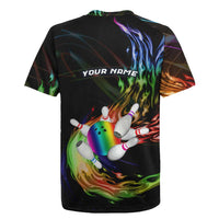 Custom Bowling Quarter Rainbow fFame Bowling Ball Rugby Jersey with Colorful Flaming Strike Design Rainbow Ball - Wonder Print Shop