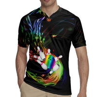 Custom Bowling Quarter Rainbow fFame Bowling Ball Rugby Jersey with Colorful Flaming Strike Design Rainbow Ball - Wonder Print Shop